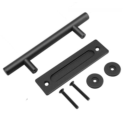 30cm Pull and Flush Barn Door Handle Square Handles set of Frosted Black Surface Round Kings Warehouse