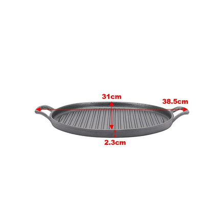 30cm Round Cast Iron Griddle Plate, BBQ Pan Cooking Griddle Grill for StoveF, Oven Kings Warehouse