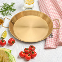 30cm seafood Paella Pan with Riveted Chrome Plated Handles Dishwasher Safe Kings Warehouse 