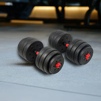 30kg Adjustable Rubber Dumbbell Set Barbell Home GYM Exercise Weights Sports & Fitness Kings Warehouse