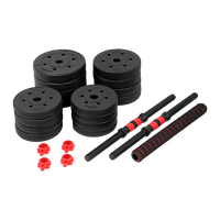 30kg Adjustable Rubber Dumbbell Set Barbell Home GYM Exercise Weights Sports & Fitness Kings Warehouse