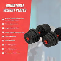 30kg Adjustable Rubber Dumbbell Set Barbell Home GYM Exercise Weights Sports & Fitness Kings Warehouse