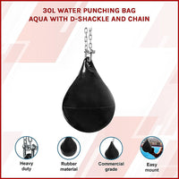 30L Water Punching Bag Aqua with D-Shackle and Chain Sports & Fitness Kings Warehouse