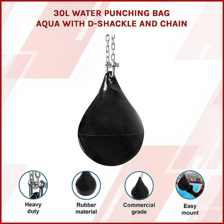 30L Water Punching Bag Aqua with D-Shackle and Chain Sports & Fitness Kings Warehouse