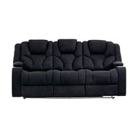 3+1+1 Seater Electric Recliner Stylish Rhino Fabric Black Lounge Armchair with LED Features Furniture Kings Warehouse