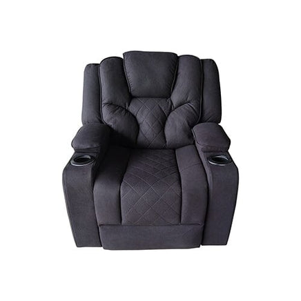 3+1+1 Seater Electric Recliner Stylish Rhino Fabric Black Lounge Armchair with LED Features Furniture Kings Warehouse
