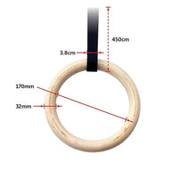 32mm Wooden Gymnastic Rings Olympic Gym Rings Strength Training Sports & Fitness Kings Warehouse