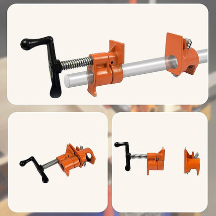 3/4" Wood Gluing Pipe Clamp Set (4 Pack) Heavy Duty PRO Woodworking Cast Iron Tools Kings Warehouse