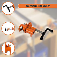 3/4" Wood Gluing Pipe Clamp Set (4 Pack) Heavy Duty PRO Woodworking Cast Iron Tools Kings Warehouse