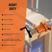 3/4" Wood Gluing Pipe Clamp Set (4 Pack) Heavy Duty PRO Woodworking Cast Iron Tools Kings Warehouse