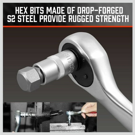 36-Piece Hex Bit Socket Set, SAE and Metric Sizes, S2 Steel Hex Bits, Chrome Vanadium Steel Sockets and Adapters with Storage Case Tools Kings Warehouse