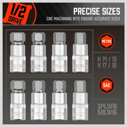 36-Piece Hex Bit Socket Set, SAE and Metric Sizes, S2 Steel Hex Bits, Chrome Vanadium Steel Sockets and Adapters with Storage Case Tools Kings Warehouse