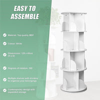360-degree Rotating 4 Tier Display Shelf Bookcase Organiser Furniture Kings Warehouse