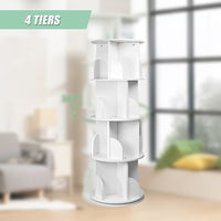 360-degree Rotating 4 Tier Display Shelf Bookcase Organiser Furniture Kings Warehouse