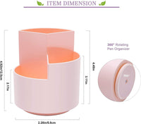 360 degree rotating multi-functional pen holder with 3 separate layer for office desk organiser (Pink) Kings Warehouse