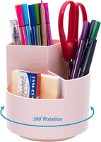 360 degree rotating multi-functional pen holder with 3 separate layer for office desk organiser (Pink) Kings Warehouse