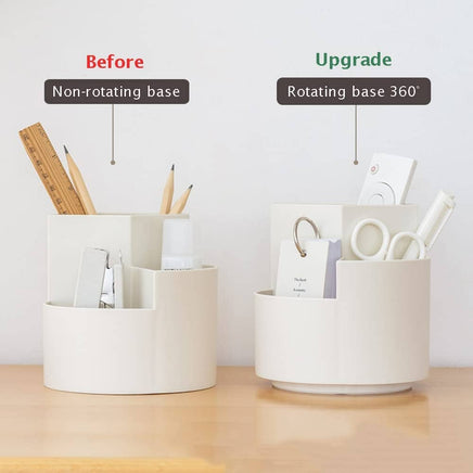 360 degree rotating multi-functional pen holder with 3 separate layer for office desk organiser (White) Kings Warehouse
