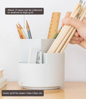 360 degree rotating multi-functional pen holder with 3 separate layer for office desk organiser (White) Kings Warehouse