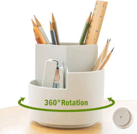 360 degree rotating multi-functional pen holder with 3 separate layer for office desk organiser (White) Kings Warehouse