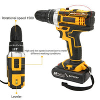 36VF BRUSHLESS HEAVY DUTY CORDLESS DRILL IMPACT DRIVER KIT HAMMER +2 BATTERY Box Tools Kings Warehouse