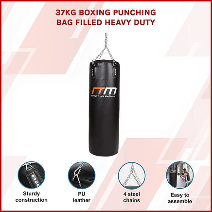 37kg Boxing Punching Bag Filled Heavy Duty Sports & Fitness Kings Warehouse