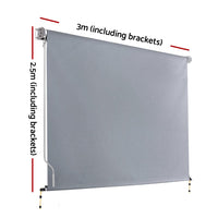 3X2.5M Outdoor Blinds Awning Roll Down Screen Fabric Blinds Outdoor Window Shade Grey Home & Garden Kings Warehouse