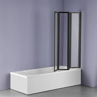 4 Fold Black Folding Bath Shower Screen Door Panel 1000 x 1400mm Furniture Kings Warehouse