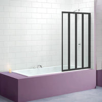 4 Fold Black Folding Bath Shower Screen Door Panel 1000 x 1400mm Furniture Kings Warehouse