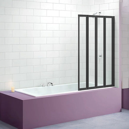 4 Fold Black Folding Bath Shower Screen Door Panel 1000 x 1400mm Furniture Kings Warehouse