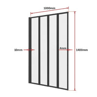 4 Fold Black Folding Bath Shower Screen Door Panel 1000 x 1400mm Furniture Kings Warehouse