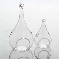 4 Pack of Hanging Clear Glass Tealight Candle Holder Tear Drop Pear Shape - 12cm High - Terrarium Plant Mini Garden Holder Decor Kings Warehouse