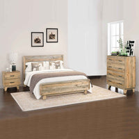 4 Pieces Bedroom Suite King Size in Solid Wood Antique Design Light Brown Bed, Bedside Table & Tallboy Kings Warehouse 