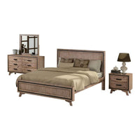 4 Pieces Bedroom Suite King Size Silver Brush in Acacia Wood Construction Bed, Bedside Table & Dresser Furniture Kings Warehouse