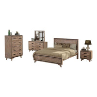 4 Pieces Bedroom Suite King Size Silver Brush in Acacia Wood Construction Bed, Bedside Table & Tallboy Furniture Kings Warehouse