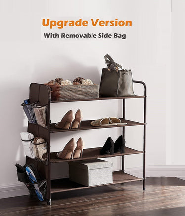 4 Tier Metal Shoe Rack Storage Organiser for Entryway and Bedroom Furniture Kings Warehouse