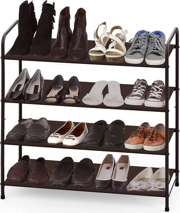 4 Tier Metal Shoe Rack Storage Organiser for Entryway and Bedroom Furniture Kings Warehouse