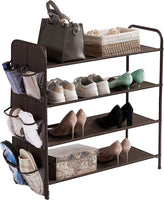 4 Tier Metal Shoe Rack Storage Organiser for Entryway and Bedroom Furniture Kings Warehouse