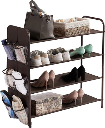 4 Tier Metal Shoe Rack Storage Organiser for Entryway and Bedroom Furniture Kings Warehouse