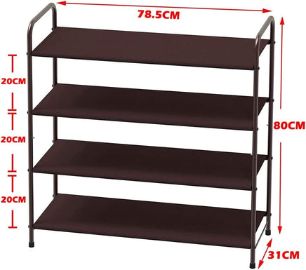 4 Tier Metal Shoe Rack Storage Organiser for Entryway and Bedroom Furniture Kings Warehouse