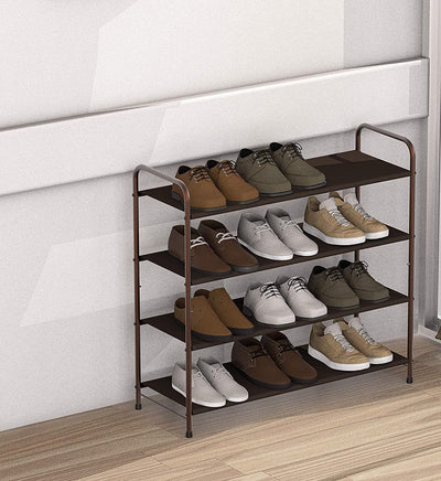 4 Tier Metal Shoe Rack Storage Organiser for Entryway and Bedroom Furniture Kings Warehouse