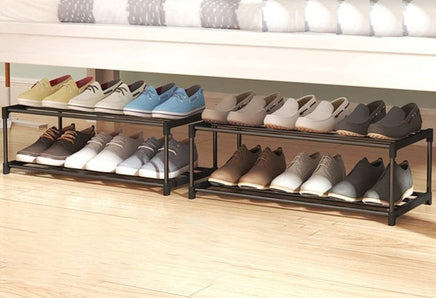 4-Tier Stainless Steel Shoe Rack Storage Organizer to Hold up to 15 Pairs of Shoes (55cm, Black) Furniture Kings Warehouse