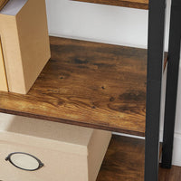 4-Tier Storage Rack with Steel Frame, 120 cm High, Rustic Brown and Black Furniture Kings Warehouse