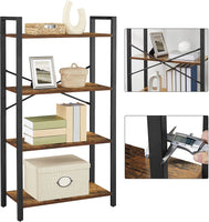 4-Tier Storage Rack with Steel Frame, 120 cm High, Rustic Brown and Black Furniture Kings Warehouse
