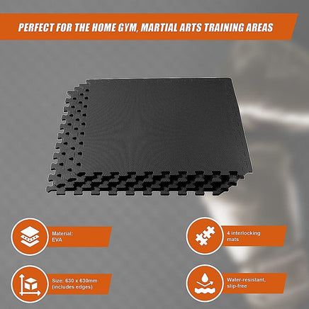4 Tiles EVA Fitness Home Gym Interlocking Floor Puzzle Mat Sports & Fitness Kings Warehouse