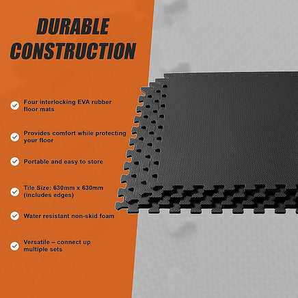 4 Tiles EVA Fitness Home Gym Interlocking Floor Puzzle Mat Sports & Fitness Kings Warehouse