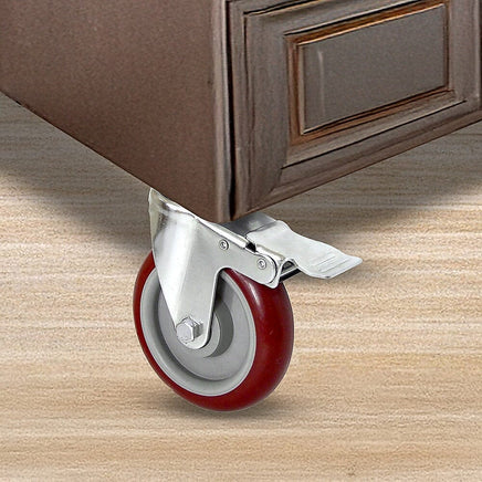 4 X 5" Heavy Duty 400kg Swivel Castor Wheels Trolley Furniture Caster All Brake Tools Kings Warehouse