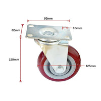 4 X 5" Heavy Duty 400kg Swivel Castor Wheels Trolley Furniture Caster All Brake Tools Kings Warehouse