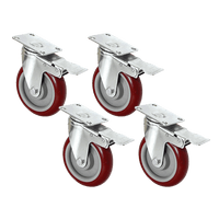 4 X 5" Heavy Duty 400kg Swivel Castor Wheels Trolley Furniture Caster All Brake Tools Kings Warehouse