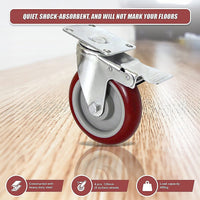 4 X 5" Heavy Duty 400kg Swivel Castor Wheels Trolley Furniture Caster All Brake Tools Kings Warehouse