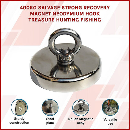 400Kg Salvage Strong Recovery Magnet Neodymium Hook Treasure Hunting Fishing Outdoor Recreation Kings Warehouse